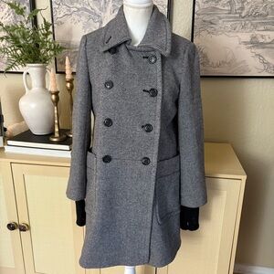 J CREW Grey Wool Blend‎  Double Breasted Coat Stadium Cloth peacoat Size 2